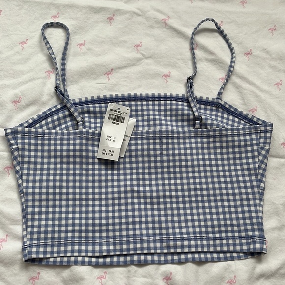 Crop Blue and White Checkered Top - Picture 2 of 4